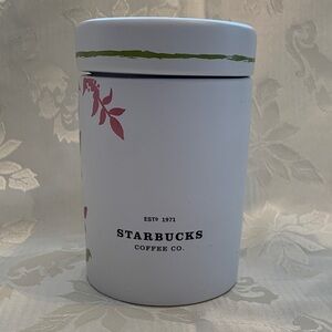 Starbucks White and Green Floral Coffee Canister
